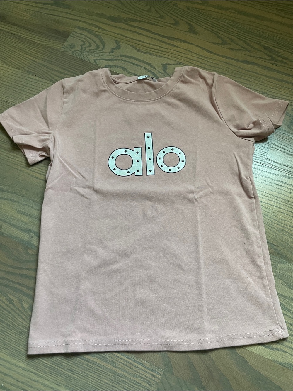 ALO Yoga Kids Blush Pink Logo Short Sleeve Tee